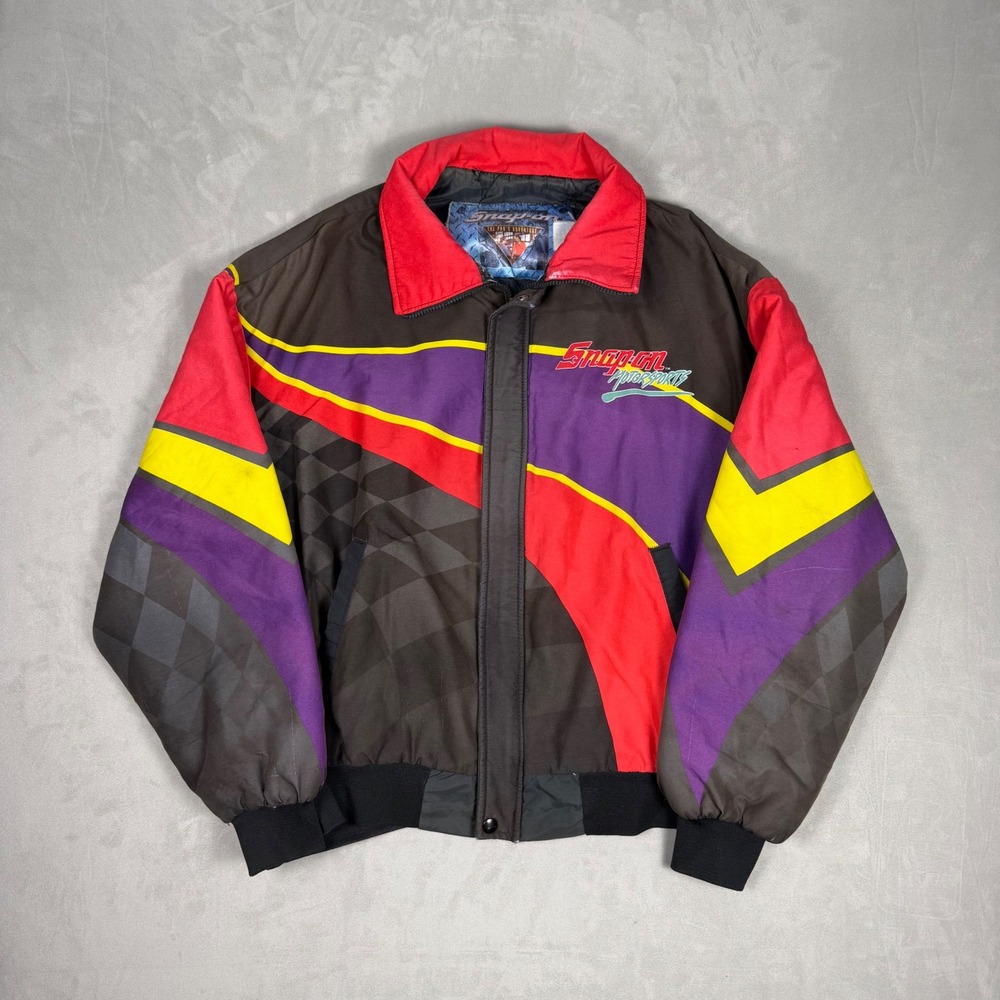 90s Mens Snap-on Motorsports Racing Bomber Jacket Colorblock Large